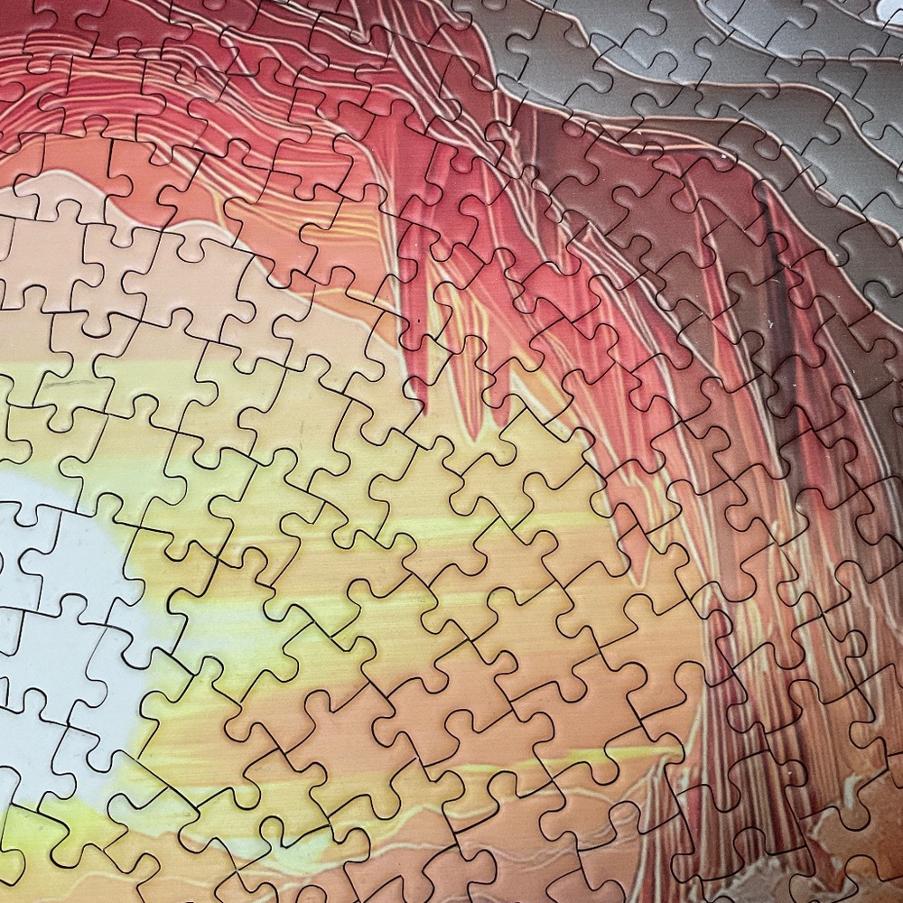 1000-Piece Round Wooden Jigsaw Puzzle – 3D Cave Sunset – 26” x 26” - Picture 6 of 13